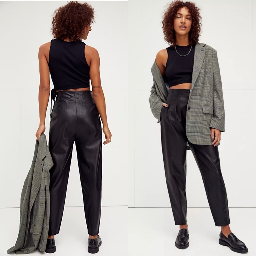 FREE PEOPLE High-waisted Faux Leather Pants Size 12